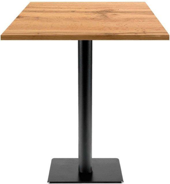 RestooTab Stehtisch Milan T quadratisch in Eiche Dekor mit schwarzem Gestell, B/T/H: 70 x 70 x 113 cm - Bild 1