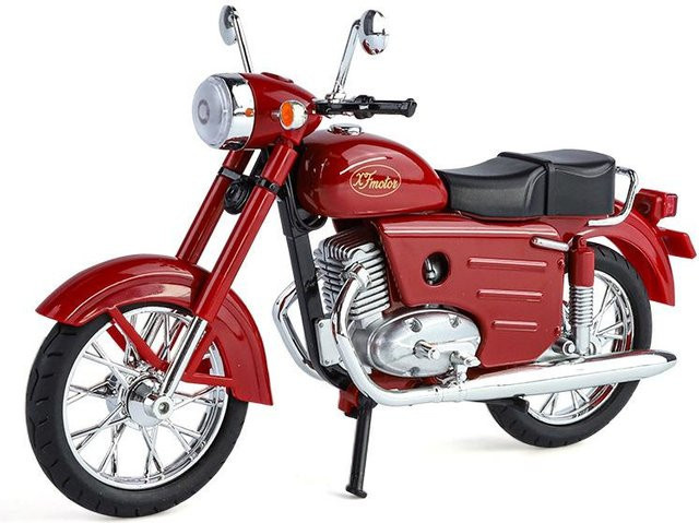 Linyi toy car Jawa 250 Klassisches Retro-Motorradmodell, Diecast Metall, mit Sound und Licht, braun - Bild 1