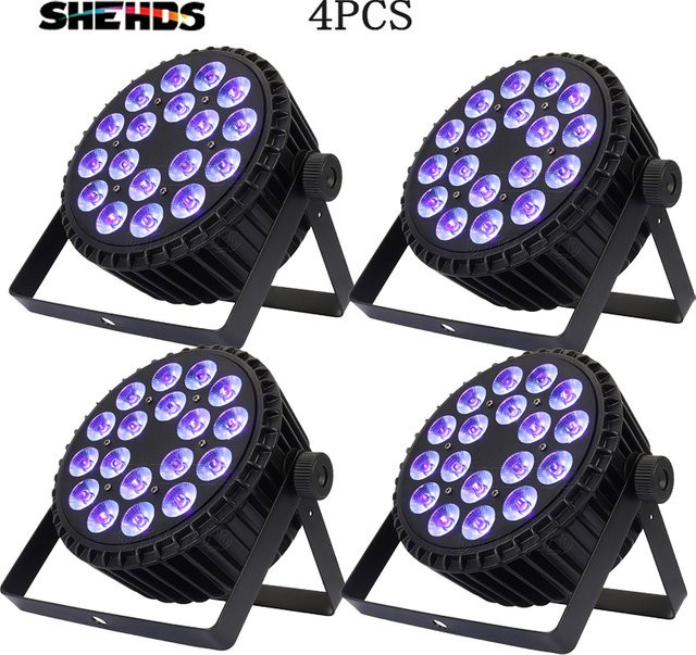 SHEHDS 4er Set LED Par Scheinwerfer aus Aluminium Legierung mit RGBW Beleuchtung und DMX512 für professionelle DJ Bühne und Disco in Schwarz - Bild 1