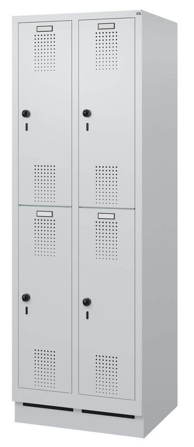 Doppelstockspind Comfort von BIGBOXX mit Sockel, Weiß, Matt, Metall mit Schloss und Schwenktüren - Bild 1