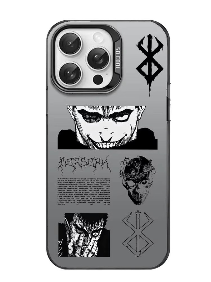 Anime Berserk Handyhülle für Apple iPhone 11 bis 17 Pro Max, mehrfarbig, matt mit Laser-Effekt und Aurora-Design - Bild 5