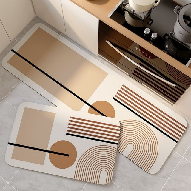 VIKAMA Schmutzfangmatte im nordischen Design, beige, rechteckig, waschbar und saugfähig - Bild 1