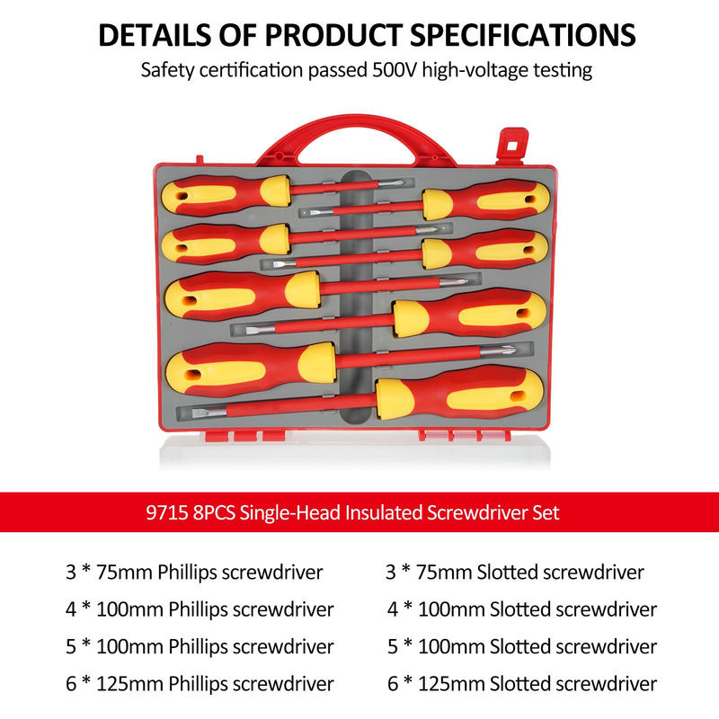 PENGGONG 9715 8-teiliges isoliertes Schraubendreher-Set 500 V, magnetisch, mehrfarbig - Bild 2