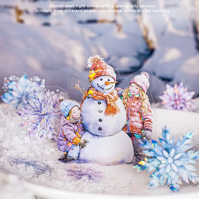 Mr. Paper Schneeflocken-Aufkleber mit Schneemann-Motiv, 15 Stück, bunt, dekorative Aufkleber für Scrapbook, Notizbuch und Handyhülle - Bild 1