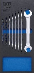 BGS Werkstattwageneinlage 1/3 Doppel-Maulschlüssel-Satz SW 6 - 22 mm, 8-teilig, silber - Bild 1