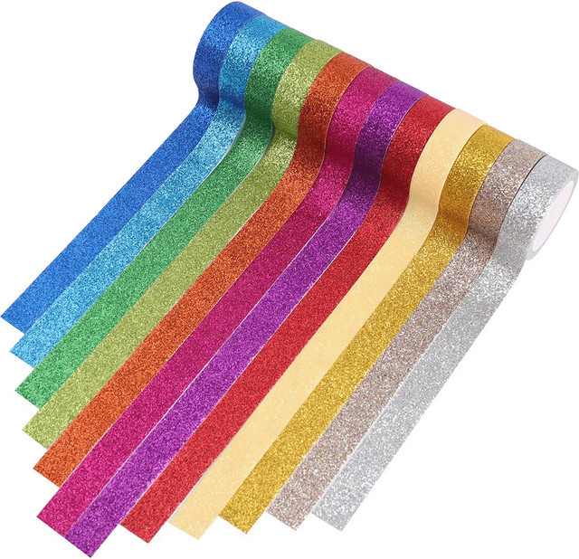 12 Rollen bunte Glitzer-Aufkleber aus Papier für DIY, Büro, Schule und Geschenkverpackungen - Bild 1