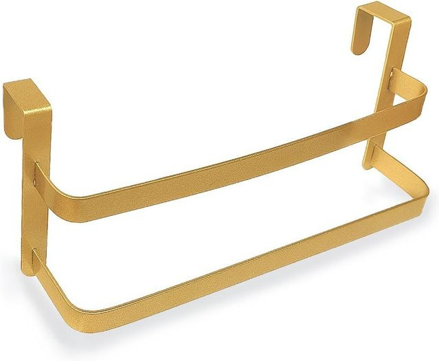 Binchi Outdoor Product Hängender Schranktür-Handtuchhalter in Gold, Rostbeständiger 2-lagiger Küchenhandtuchhalter ohne Bohren - Bild 1