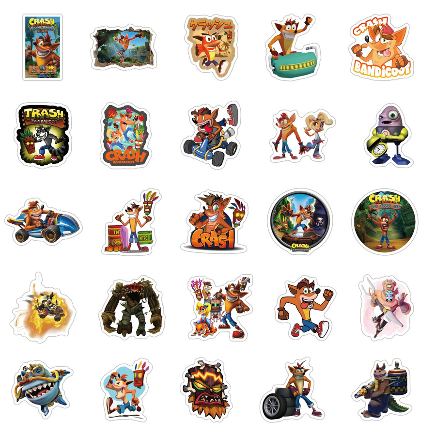 60 Crash Bandicoot Spielaufkleber als dekorative wasserfeste Aufkleber in Multicolour - Bild 2