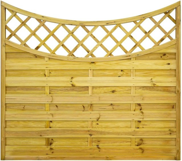 GartenLand Dichtzaun VARIO Gebogen mit Rankgitter aus Kiefer Holz in Grün, blickdicht, H x B: 180 x 160 cm - Bild 1