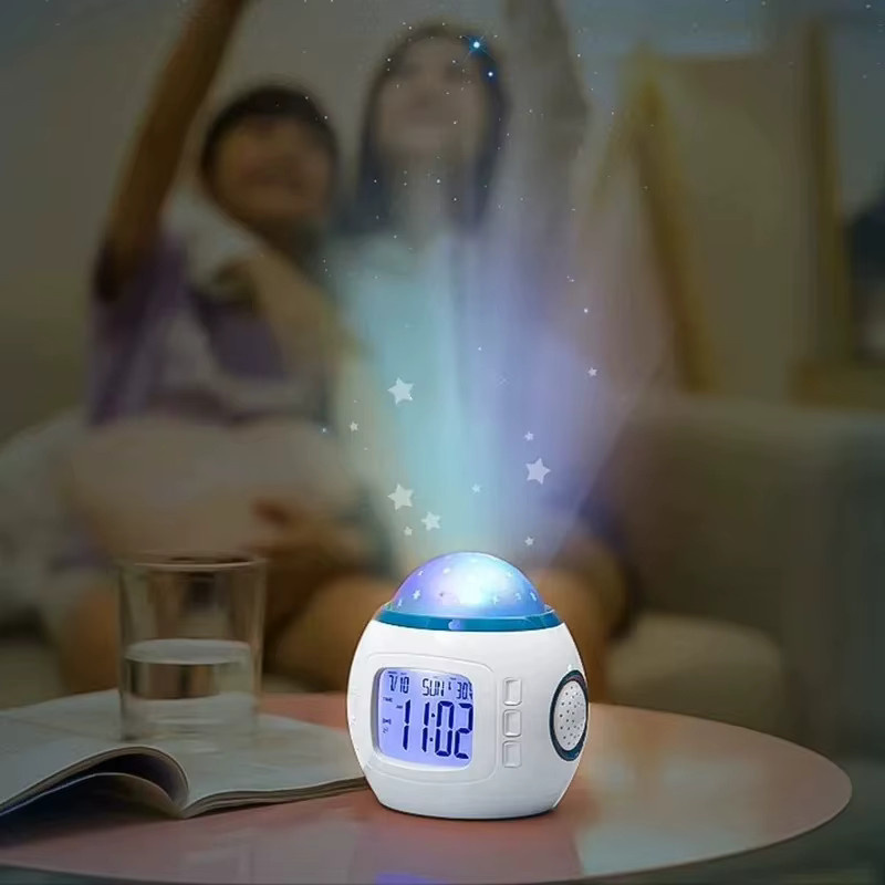 NOCCLILI LED-Sternenhimmel Projektionswecker mit Farbwechsel als Nachttischlampe für dein Schlafzimmer oder Kinderzimmer in Weiß - Bild 2