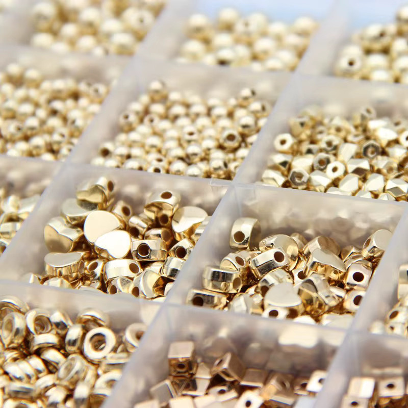 Acrylperlen, 4-7 mm, KC-Farbe, Gold und Silber, 24-Gitter-Box - Bild 3