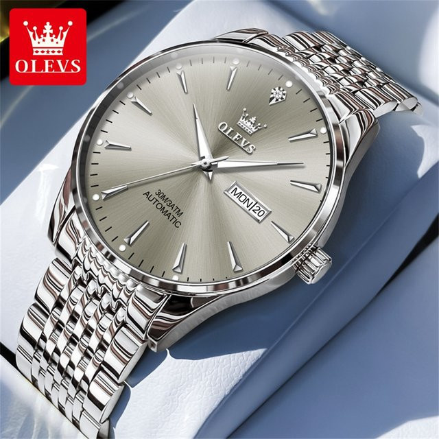 OLEVS Armbanduhr, Automatik, Edelstahl, Silber, Herren - Bild 1