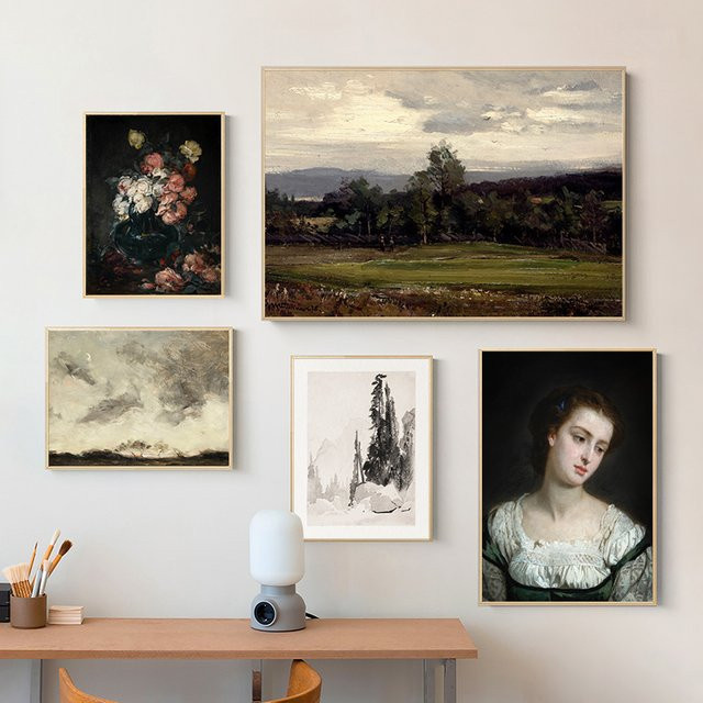 Vintage Landschaftskunst Leinwandgemälde Potdemiel im französischen viktorianischen Stil als Wandbild für deine Galerie-Dekoration in Mehrfarbig - Bild 1
