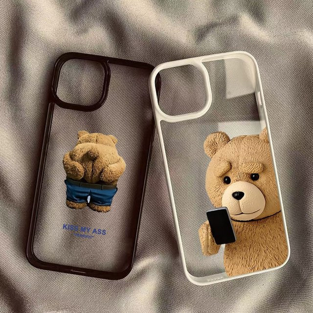 Stoßfeste Handyhülle mit Cartoon Teddybär Design für iPhone 11 bis iPhone 17 Pro Max und SE - Bild 1