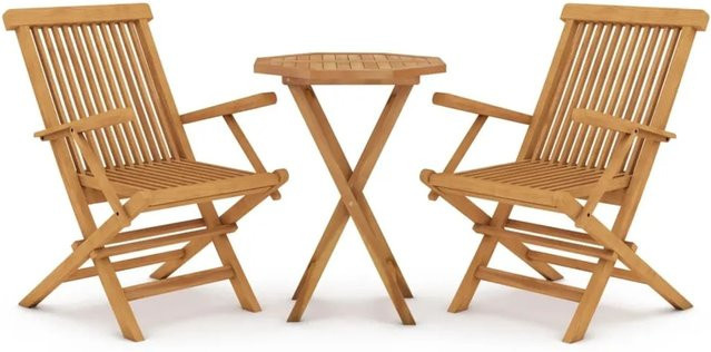vidaXL 3-tlg Garten-Essgruppe Modell 7 aus Massivholz Teak in Braun - Bild 1