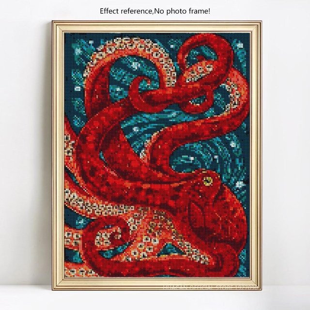 FIYO Diamant-Gemälde Abstraktes 5D-Diamant-Mosaik in Rot mit vollständiger Darstellung für Hobby und Kunsthandwerk B: 30 cm, H: 20 cm - Bild 1