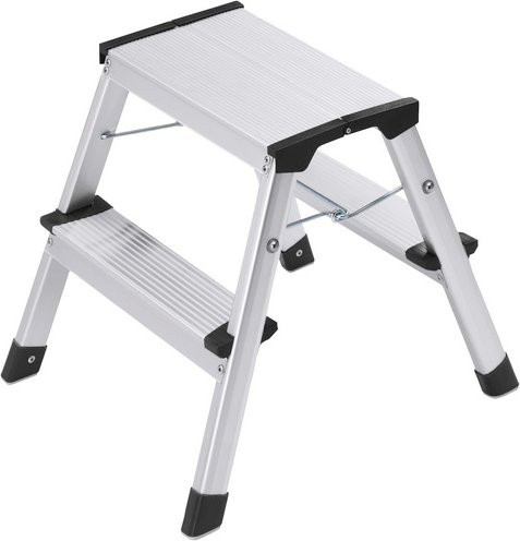 Hailo Klapptritt D60 StandardLine aus Aluminium in Silber und Schwarz mit 2 Stufen und Anti-Rutsch-Füßen, Breite: 40,5 cm - Bild 1
