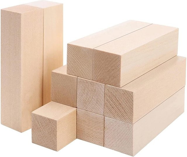 Haven Home Schnitzblöcke, 10-teiliges Set, Lindenholz-Schnitzerei, Naturkork - Bild 1