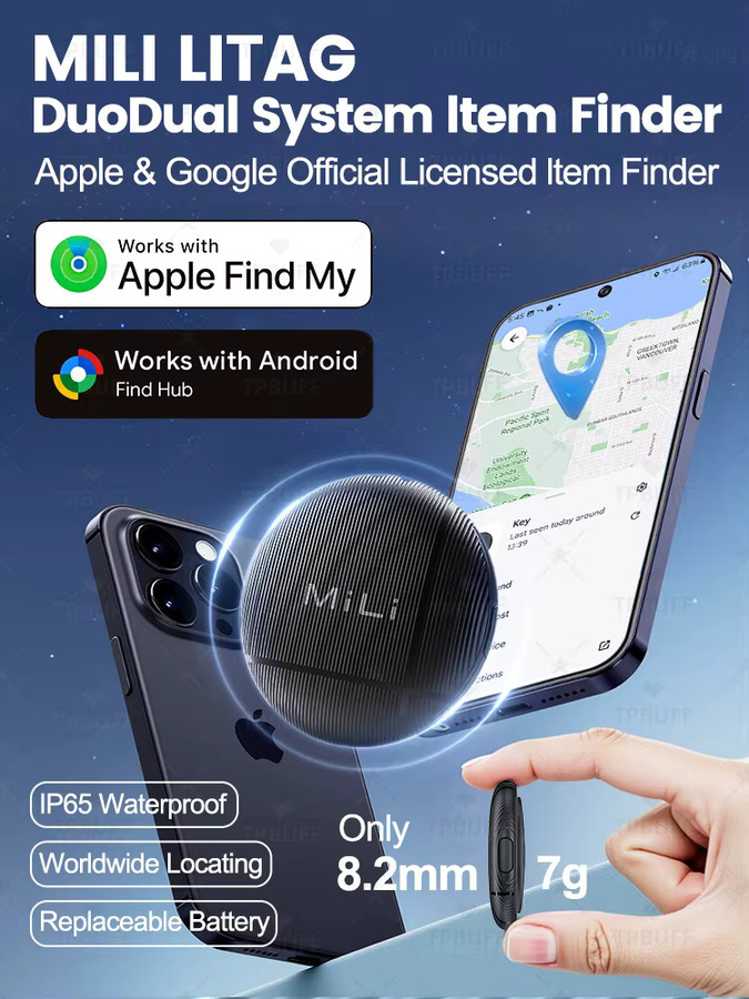Peocke Dual-System GPS-Tracker für Google und Apple Find My, Tragbarer Smart Activity Tracker in Schwarz - Bild 5