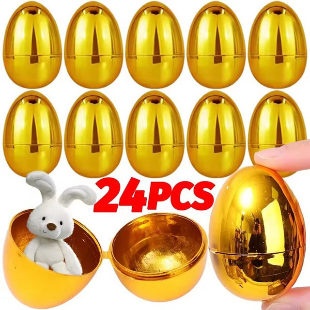 Befüllbare goldene Ostereier aus Kunststoff von ZQNYCY für die Ostereiersuche und als Dekoration - Bild 1