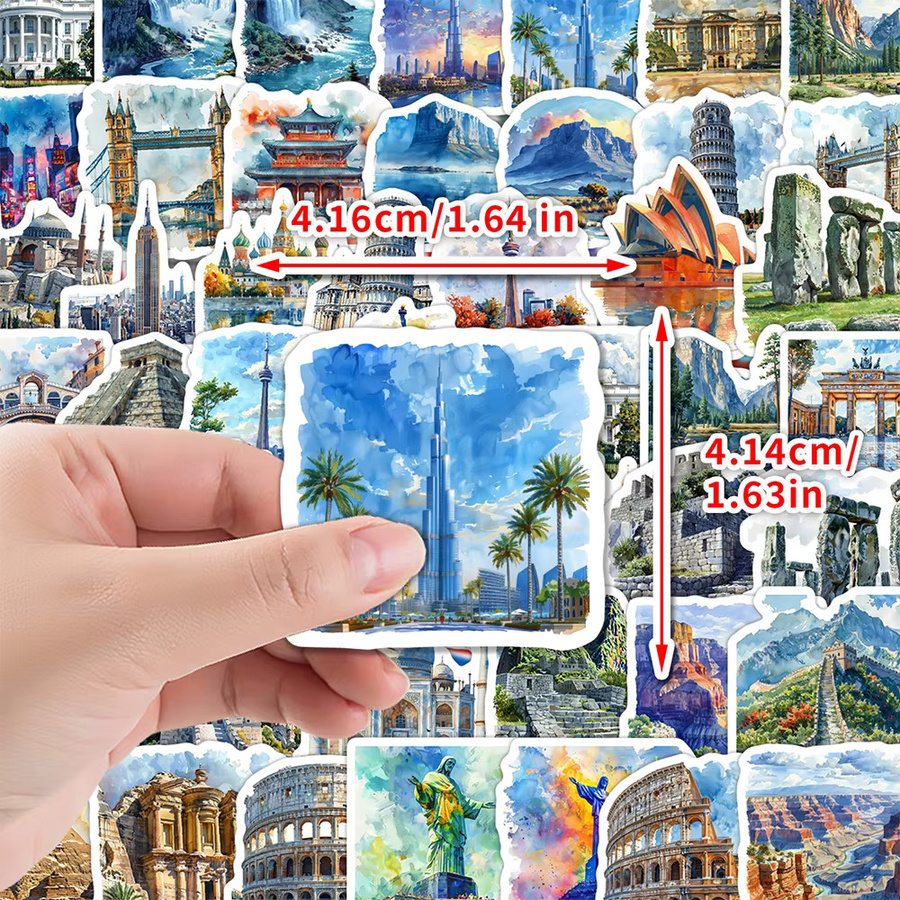 Charile Cartoon Aquarell Wahrzeichen Reise Stadt Aufkleber, 10-teiliges Set - Bild 3