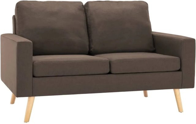 vidaXL 2-Sitzer-Sofa Braun aus Stoff mit Massivholzrahmen B: 130,0 cm, H: 76,0 cm, T: 82,5 cm - Bild 1