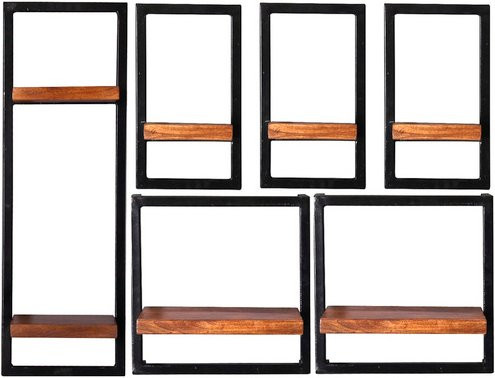 SIT Wandregal PANAMA mit 7 Fachböden aus Holz und Metall in Braun, B/T/H: 120 x 25 x 75 cm - Bild 1