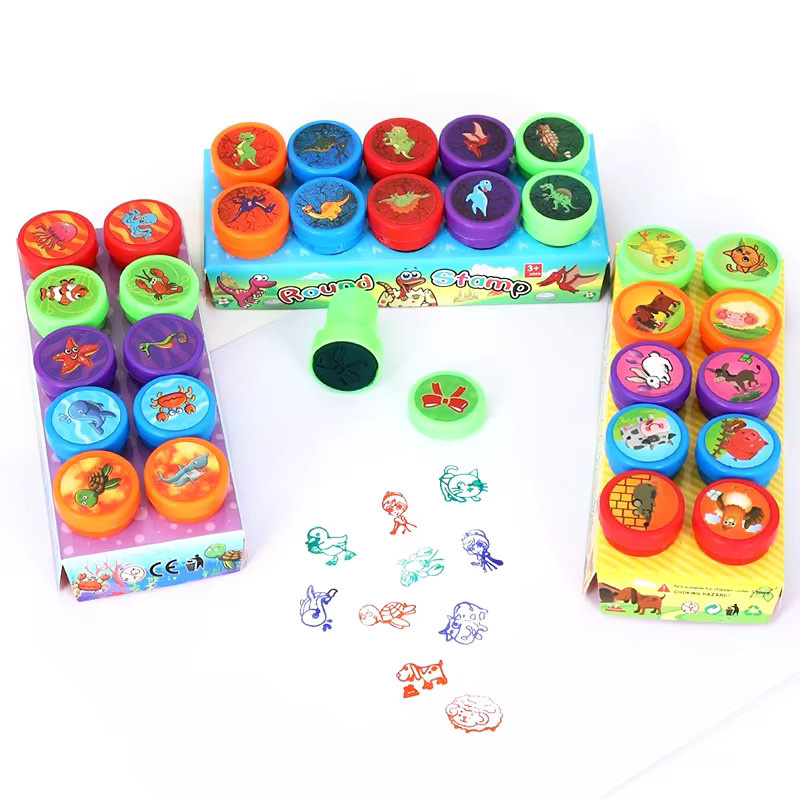 ZYF Cartoon-Stempel Set mit Selbstfärbe-Funktion, 10 Stück bunte Motivstempel für DIY-Malerei und Scrapbooking, Bauernhof-Muster, Mehrfarbig - Bild 2