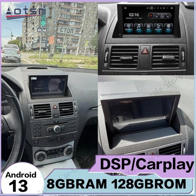 Aotsr Android Auto Multimedia Radio mit 7 Zoll Display und GPS Navigation für Mercedes-Benz C W204 2007 bis 2011 in Schwarz - Bild 1