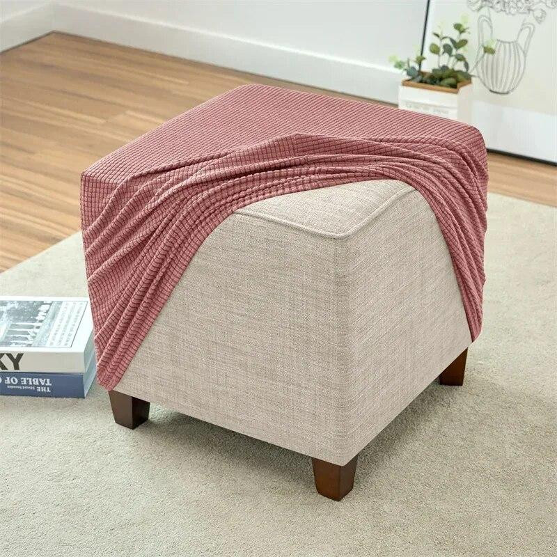 BC-Warm Home Polsterhocker-Bezüge aus elastischem Polarfleece für quadratische Fußstützen - Bild 2