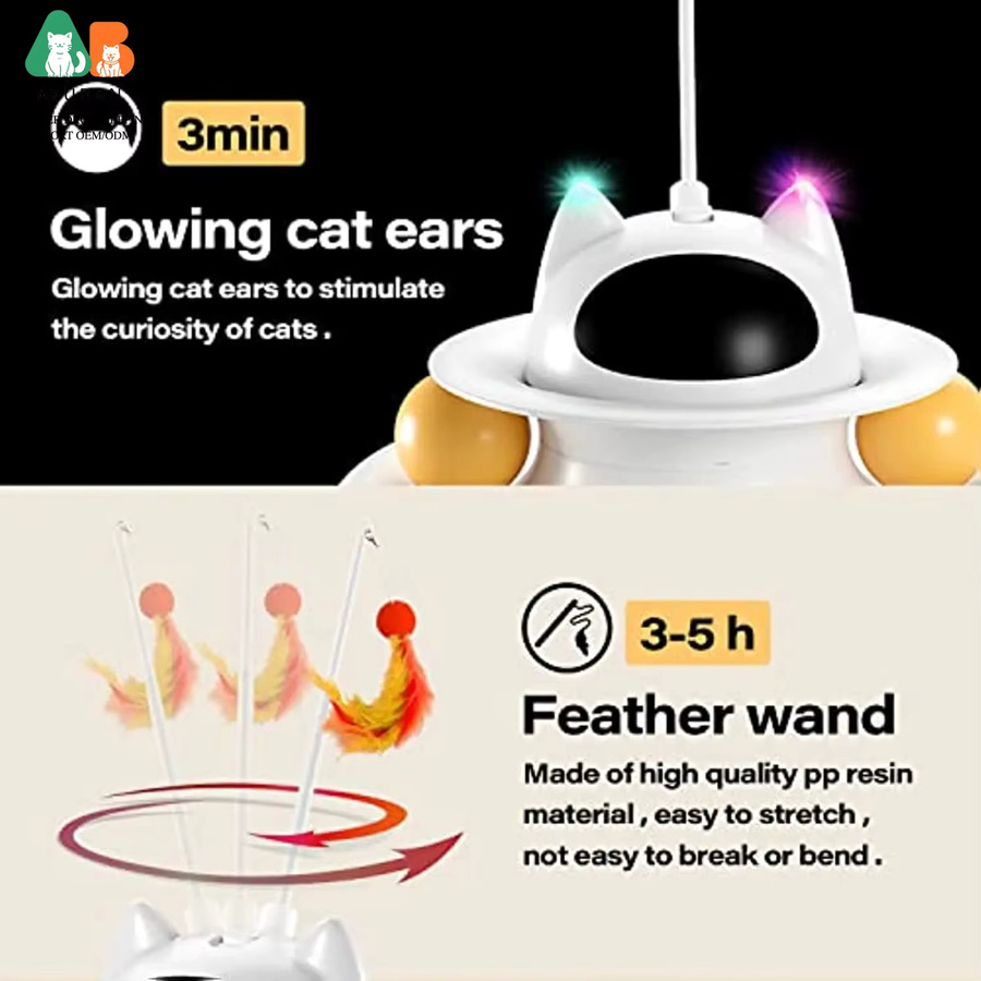 ATUBAN 4-in-1 Interaktives Katzenspielzeug, Federstab, mit USB-Aufladung - Bild 3