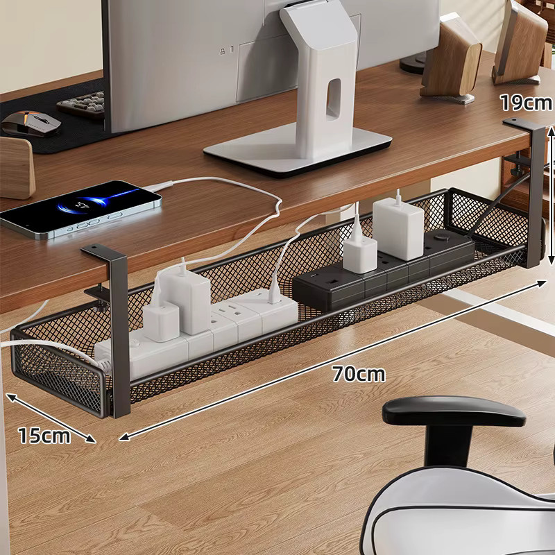 Kabelmanagement-Box aus Metall zum Aufhängen unter dem Schreibtisch, Kabelhalter ohne Bohren als praktischer Kabel-Organizer für Zuhause und das Büro in Schwarz oder Weiß - Bild 4