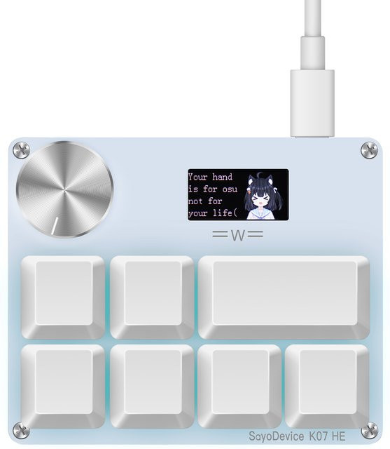 SayoDevice K07 HE Rhythm-Gaming-Tastatur mit Hall-Magnetschaltern und RGB-Beleuchtung in Weiß - Bild 1