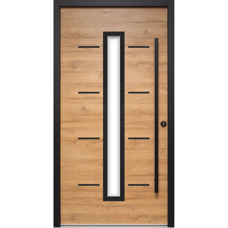 Splendoor Haustür ThermoSpace Milano Prime Woodeffect in Braun und Schwarz mit Glaseinsatz, modern, B: 100 cm, H: 210 cm - Bild 2