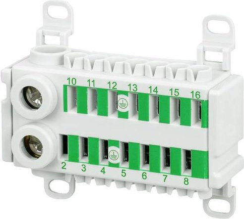 Siemens ALPHA 400-ZS PE-Klemme 14-polig in Grün mit 2x 14mm2 Schraubklemmen und 14x 4mm2 Steckklemmen - Bild 1