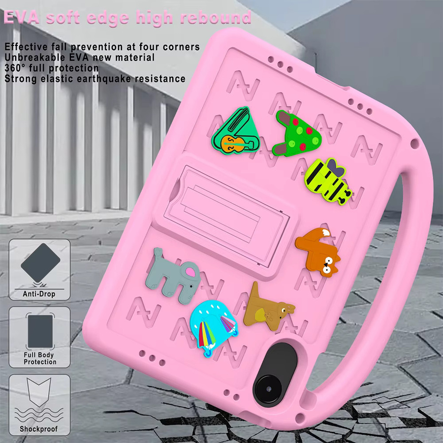 Stoßfeste EVA Kinder Schutzhülle in Rosa für Xiaomi Redmi Pad SE 8.7, Pad 2 2025, Pad Pro 12.1 und Poco Pad 12.1 mit integriertem Ständer - Bild 4