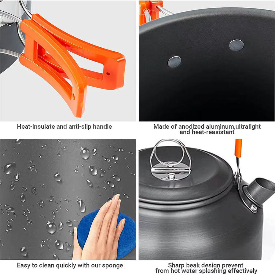 LISM Camping-Kochgeschirr-Set aus Aluminium in Schwarz für Outdoor, Wandern und Picknick - Bild 3