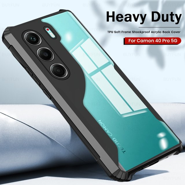 Stoßfeste Hybrid-Handyhülle aus Acryl und TPU für Tecno Camon 40 Pro 5G und 4G in Transparent - Bild 1