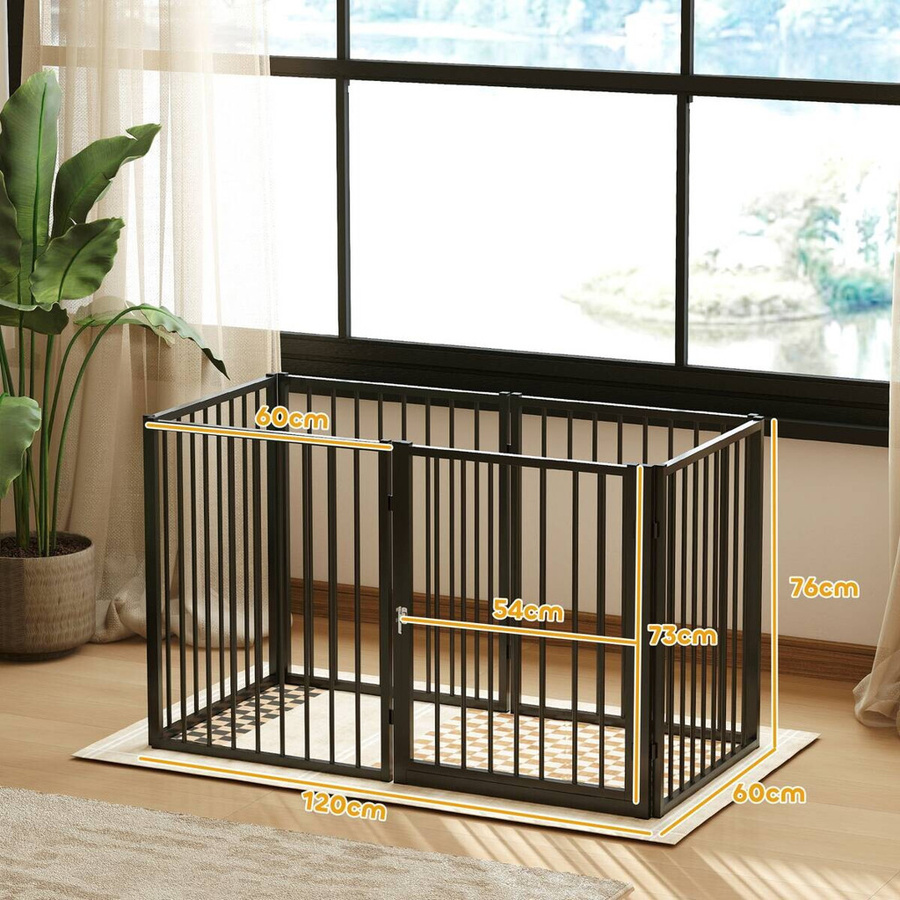 PawHut Welpenauslauf aus Stahl in Schwarz, 8-teiliges Freilaufgehege für Hunde und Kleintiere, B/H/L: 60 x 76 x 240 cm - Bild 5