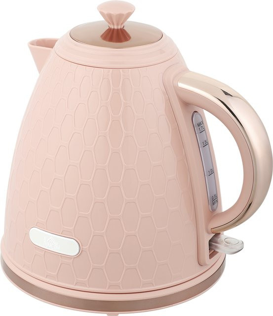HOMCOM Elektrischer Wasserkocher mit Schnellkochfunktion, 1,7 l, 2,2 kW, kabellos mit 360° Drehbasis, Auto-Abschaltung und herausnehmbarem Anti-Kalk-Filter, BPA-frei, Hellrosa - Bild 1