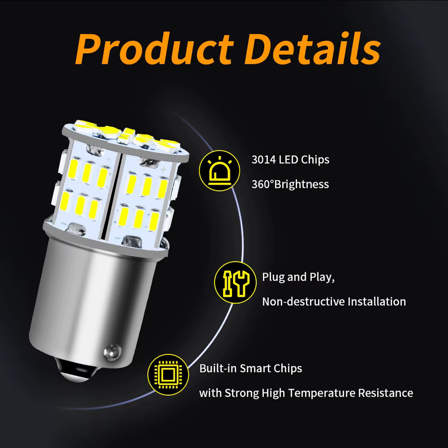 2er-Set Ultra helle LED Bremsleuchten und Rückfahrleuchten 1156 BA15S P21W S25 G18 1157 BAY15D P21/7W 12V Plug and Play für dein Auto - Bild 3