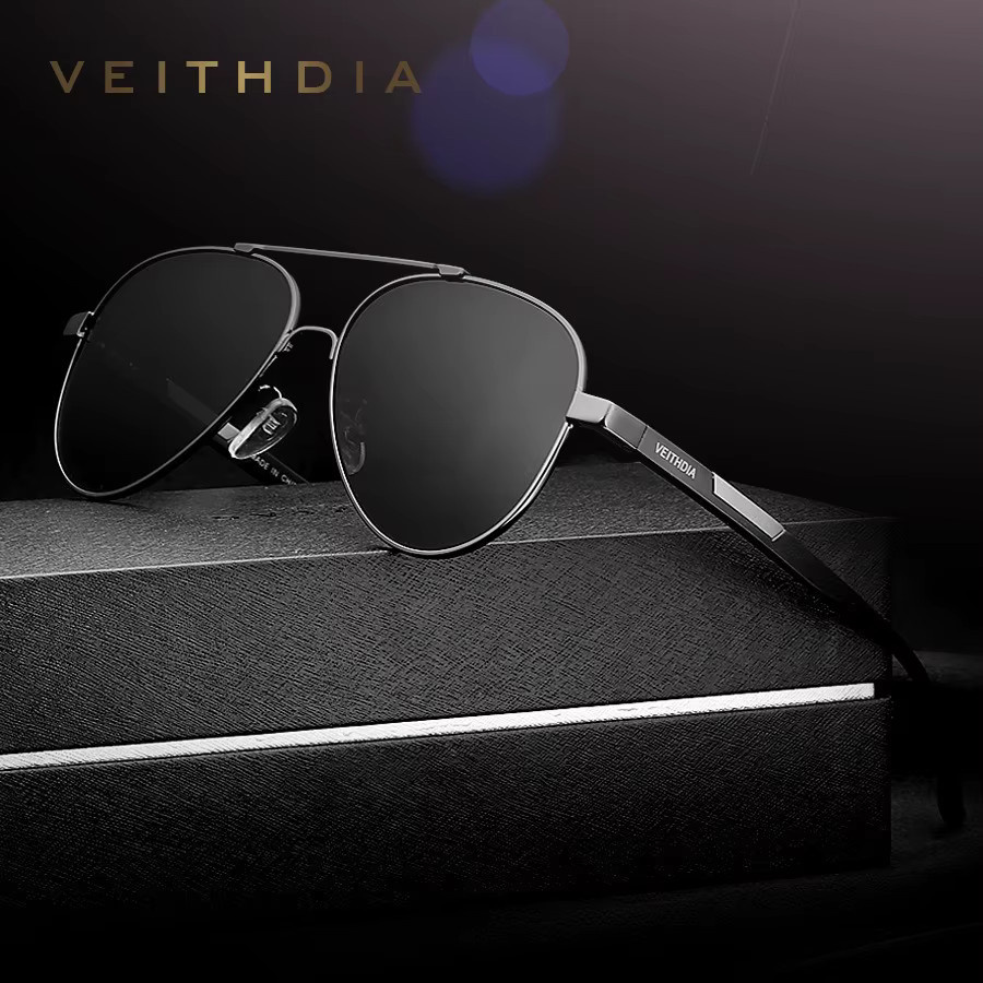 VEITHDIA FH66099 Sportsonnenbrille, Metall, schwarz, polarisiert, Vollrand - Bild 4
