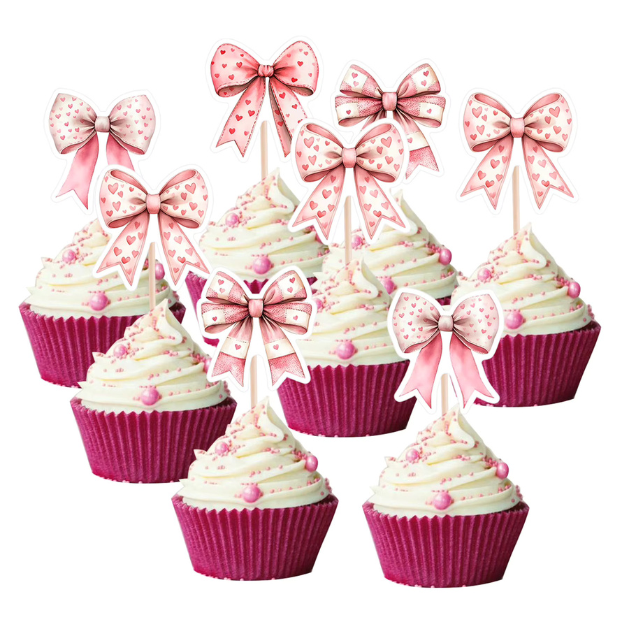 20er Set Cupcake Topper in Herzform aus Papier, Rosa, ideal für Hochzeit, Geburtstag, Valentinstag und Partys - Bild 2