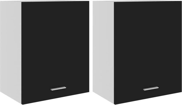 vidaXL Hängeschränke für die Küche aus Holzwerkstoff, 2er-Set, Schwarz, B: 50 cm, T: 31 cm, H: 60 cm - Bild 1
