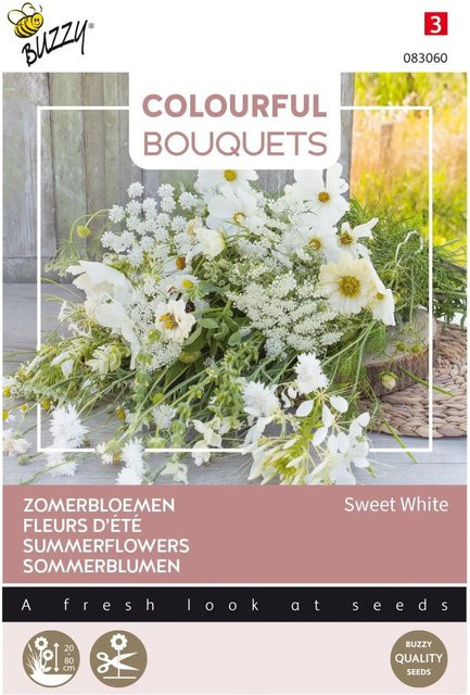 Buzzy Colourful Bouquets Blumenmischung Sweet White Samen für den Garten, 5 g Weiße Blütenmischung - Bild 1