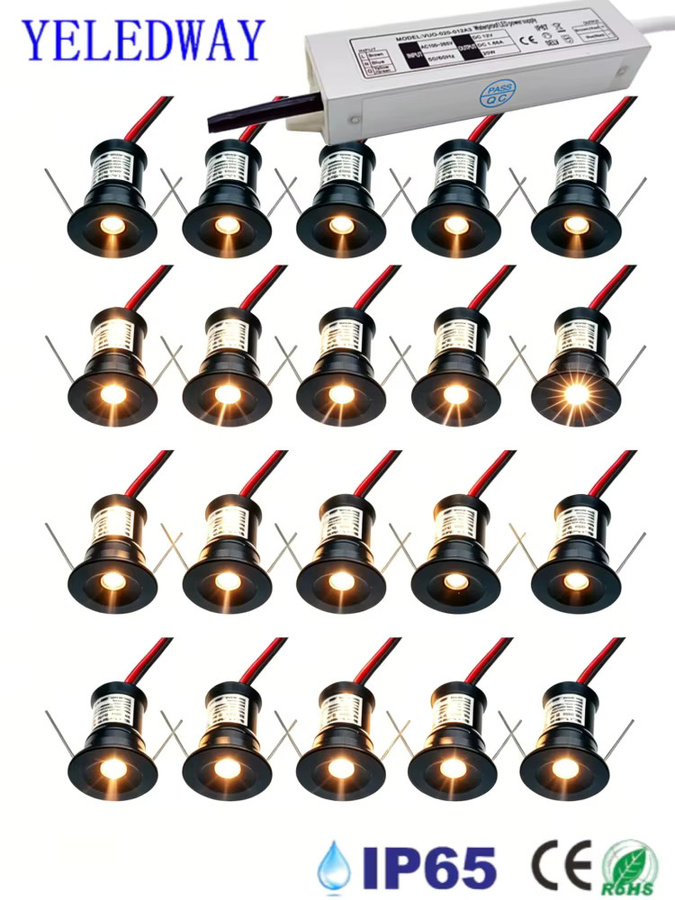 YELEDWAY Mini LED-Einbauleuchte IP65 Wasserdicht 12V Warmweiß für Terrassen, Stufen und Möbelbeleuchtung - Bild 4