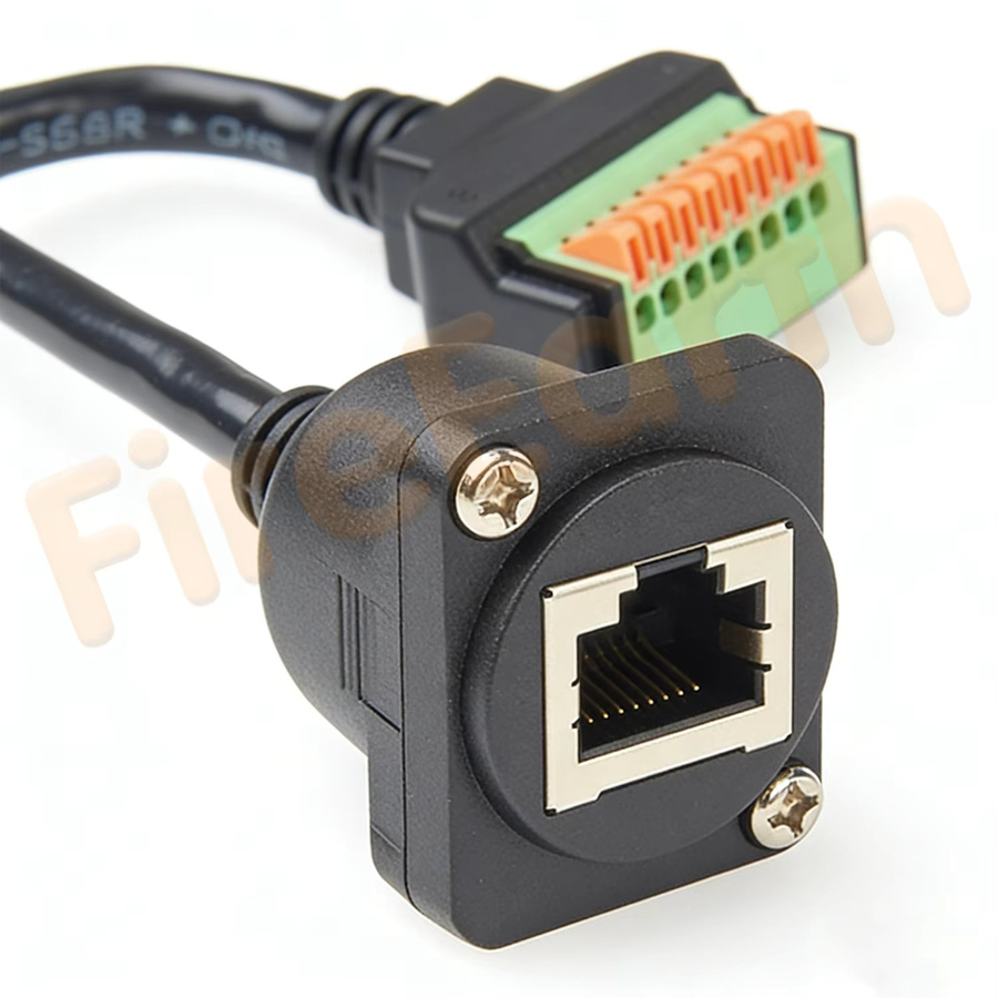 AEVYVKV CAT5e Ethernet Crimp-Breakout-Board mit D-Typ RJ45-Buchse und 8-poligem lötfreiem Klemmenblockkabel in Schwarz - Bild 3