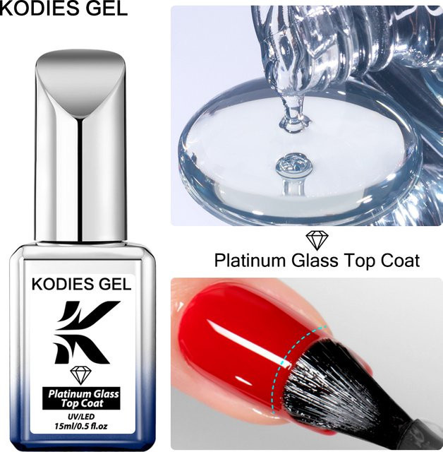 Kodies Gel Diamant Nagellack, Platin, glänzend, 15 ml - Bild 1