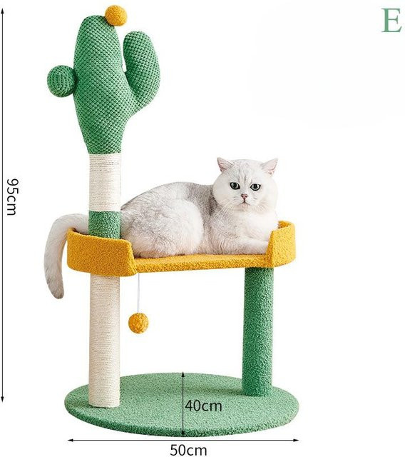Yiran Furniture Kaktus Katzenklettergerüst aus Stoff mit integriertem Katzennest und Sprungbrett in kleiner Größe - Bild 1