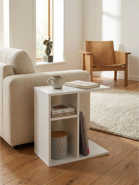 Modern Eckiger Beistelltisch aus Holz von KADIMA DESIGN in Weiß, B/T/H: 50 x 30 x 50 cm - Bild 1